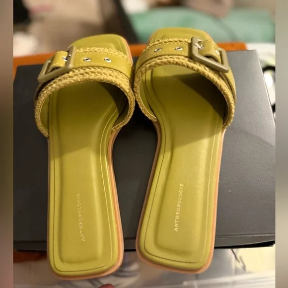 By Anthropologie Woven Buckle Sandal in Moss - Picture 6 of 7